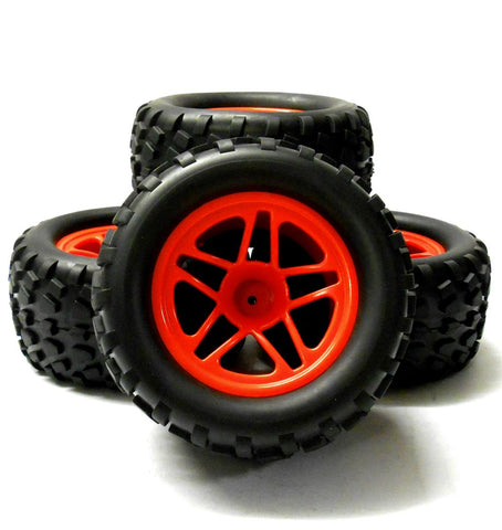 8094 1/10 Scale Monster Truck Wheel and Tyre Rim Red x 4 Star