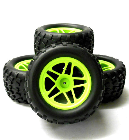 8095 1/10 Scale Monster Truck Wheel and Tyre Rim Light Green x 4 Star