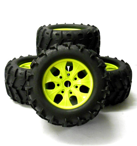 810003 1/8 Scale Off Road RC Monster Truck Wheels and Tyres x 4 Light Green