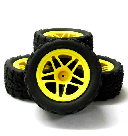 8112 1/10 Scale Monster Truck Wheel and Tyre Rim Yellow x 4 Star V2