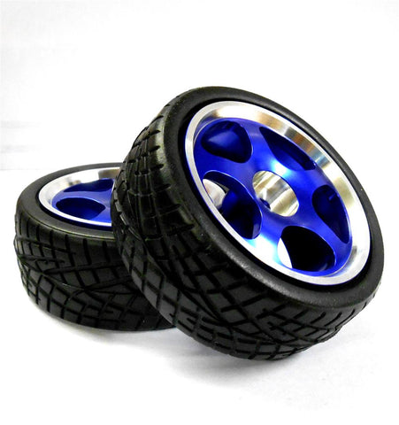811703B 1/10 Scale RC On Road Touring Wheel and Tyre Alloy Blue 5 Spoke x 2