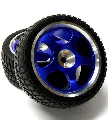 811717B 1/10 Scale RC Car On Road Touring Wheel and Tyre Alloy Blue 6 Spoke x 2