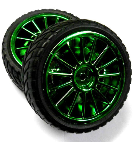 813511G 1/10 Scale RC Car On Road Touring Wheel and Y Tire Tyre Green 15 Spoke 2