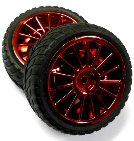 813511R 1/10 Scale RC Car On Road Touring Wheel and Y Tire Tyre Red 15 Spoke 2
