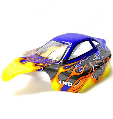 81353 Off Road Nitro RC R/C 1/8 Scale Buggy Body Shell Cover Flame Yellow Blue