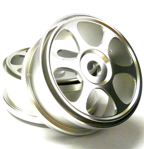 81612 1/8 Scale Off Road RC Buggy Off Road Wheels x 2 Chrome 6 Spoke Alloy