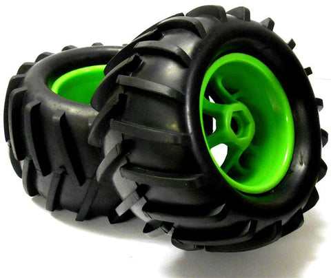 83005 1/8 Scale Off Road RC Truck Wheels and Tyres x 2 Green