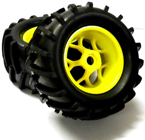 83005 1/8 Off Road RC Truck Wheels and Tyres x 2 Yellow