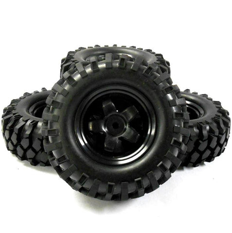 A960025 1/10 Scale Off Road Rock Crawler Wheel Tyres 4 Black Plastic 5 Spoke V2