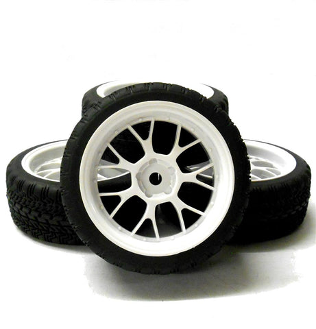 A20142 1/10 Scale On Road Soft Road Tread Wheels and Tyre Honeycomb White 4