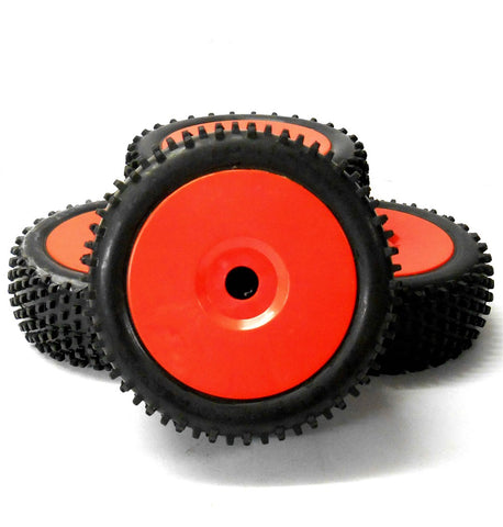 B7034R RC Nitro 1/8 Off Road Wheels and Tyre 17mm Red x 4