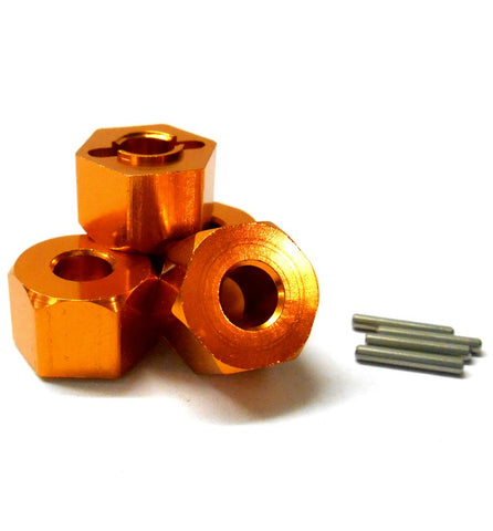 BMT0009O 1/10 RC M12 12mm Alloy Wheel Adaptors Hub Pin Nut Orange 8mm HPI Bullet
