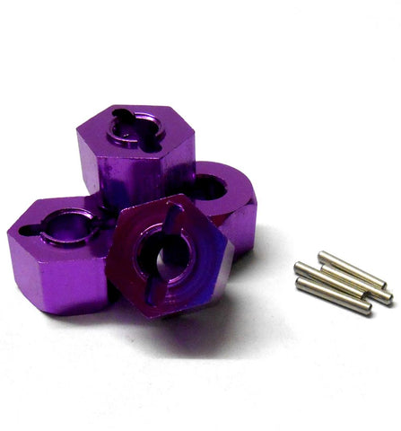 BMT0009P 1/10 RC M12 12mm Alloy Wheel Adaptors Hub Pin Nut Purple 8mm HPI Bullet