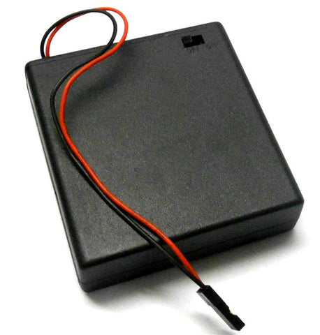 C1201-2 RC Battery Holder Case Box Pack 4 AAA JR 3 Pin - Black Plastic