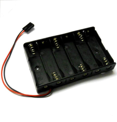 C1206-1 RC Battery Holder Case Box Pack 6 x AA Futaba - Black Plastic