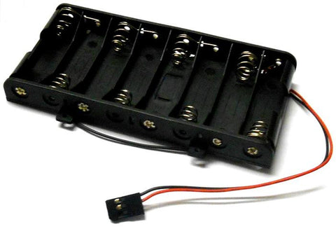 C1207-1 RC Battery Holder Case Box Pack 8 x AA Futaba - Black Plastic