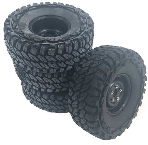 HS211230BK 1/10 Scale RC Off Road Rock Crawler Wheel Tyre x 4 115mm Black