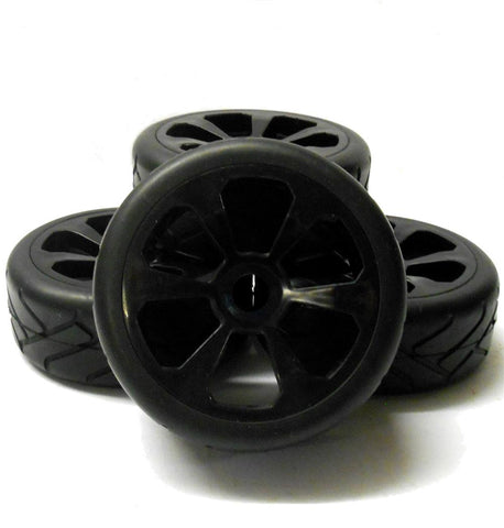 HS281007B 1/8 On Road Street Tread Car RC Wheels and Tyres 5 Spoke Black x 4