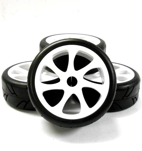HS281023W 1/8 On Road Street Tread Car RC Wheels and Tyres 7 Spoke White 4