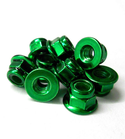 HY00004G M4 4mm Nylon Flanged Nylon Lock Wheel Nuts x 10 1.10 Green