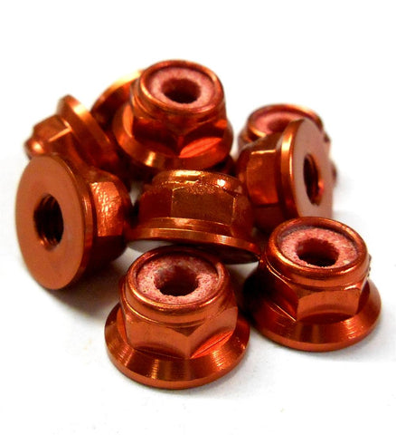 L1474 1/10 Scale RC Car Alloy M4 4mm Thread Nylon Lock Nuts Flanged x 10 Red