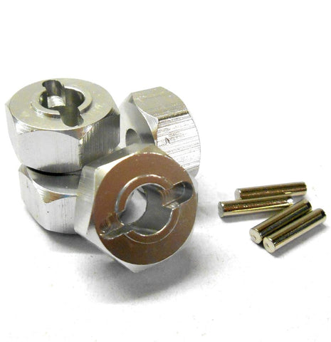 L9813 1/10 Scale Aluminium Alloy Pin Drive Wheel Hex Hub 12mm Silver 6mm Wide x4