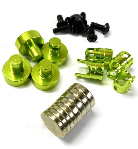 N10080G 1/10 Scale RC 21mm Long Magnetic Body Shell Mount Posts Alloy Green x 4