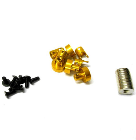 N10080 1/10 Scale RC 21mm Long Magnetic Body Shell Mount Posts Alloy Yellow x 4