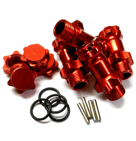 N10160 1/8 M17 17mm Wheel Hex Hub Extension Adapter Alloy Red 4 30mm 12mm Cap