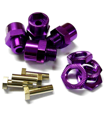 N10178P 1/10 Scale M12 12mm to M17 17mm Wheel Hex Hub Adapter Alloy Purple x 4