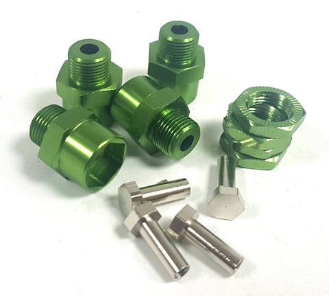 N10178G 1/10 Scale M12 12mm to M17 17mm Wheel Hex Hub Adapter Alloy Green x 4