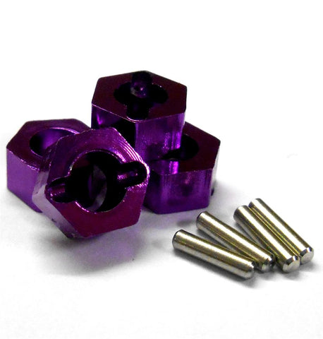N10179P 1/10 Scale Aluminium Alloy Pin Drive Wheel Hex Hub 7mm M7 Purple x 4