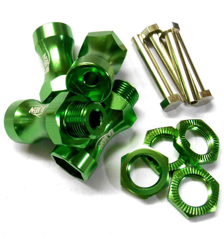 N10181G 1/10 M12 12mm to M17 17mm Wheel Hex Hub Adapter Alloy Green 4 Ext. 30mm