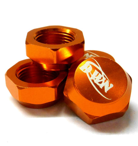 N10200OR 1/8 Scale RC M12 17mm Alloy Wheel Cap Nuts Only Orange x 4