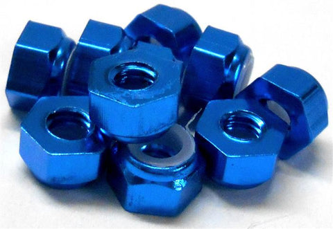 NM410B M4 4mm Nylon Alloy Aluminium Lock Nuts x 10 Wheel Axle 1/10 Blue