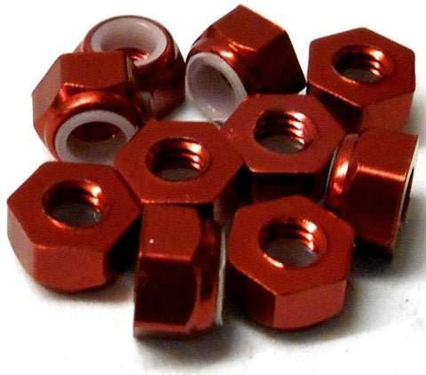 NM410R M4 4mm Nylon Alloy Aluminium Lock Nuts x 10 Wheel Axle 1/10 Red
