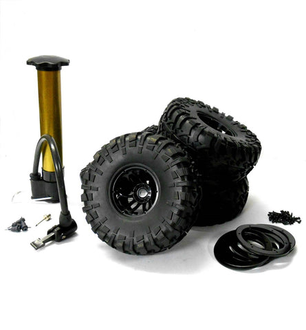 Q2-002BL 1.10 Off Road Rock Crawler RC Wheel and Tyres Black 2.2 Inch Air Filled