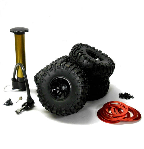 Q2-002R 1.10 Off Road Rock Crawler RC Wheel and Tyres Red 2.2 Inch Air Filled