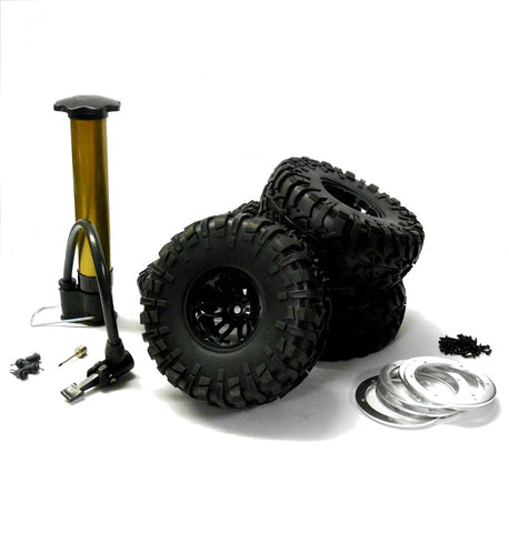 Q2-002S 1.10 Off Road Rock Crawler RC Wheel and Tyres Silver 2.2 Inch Air Filled