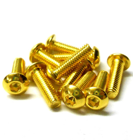 SHP-310GD M3 x 10mm 3 x 10 Inner Hexagon Socket Key Button Screw 10 Metric Thread Gold