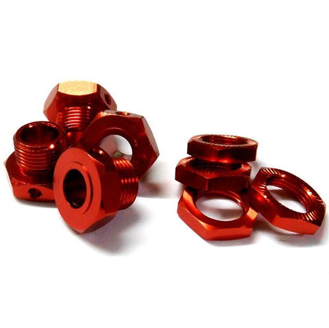 T10121 1/8 Scale RC Buggy M17 17mm Alloy Wheel Hubs Adapter Stopper Nut Pin Red