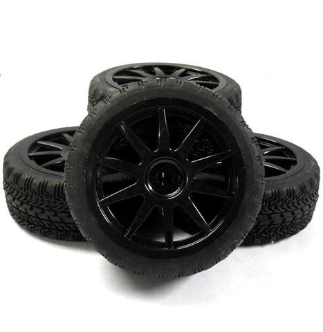 A20093 1/10 On Road Soft Tread Car RC Wheels and Tyres 10 Spoke Black x 4