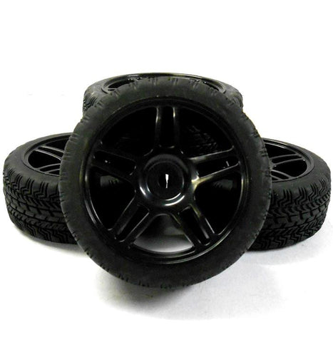 A20151 1/10 On Road Soft Tread Car RC Wheels and Tyres 5 Twin Spoke Black x 4