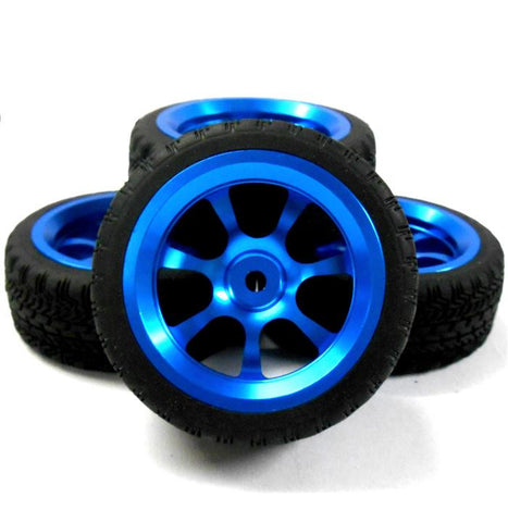 AA1007B 1/10 Scale RC Car On Road Wheel and Tread Tyre Blue Alloy 7 Spoke 4
