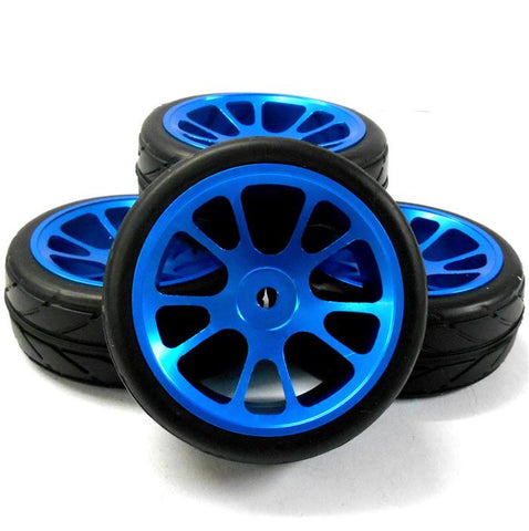 AA1010B 1/10 Scale RC Car On Road Wheel and V Tread Tyre Blue Alloy 10 Spoke 4