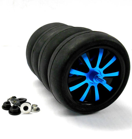 WLS-0003BUS 1/10 Scale Car Wheels Tyres Alloy Stylish Spinning Rims x 4 Blue V2
