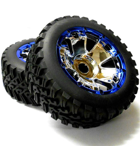 BS501-001 HI501-001 1/5 Scale Monster Truck Wheels Tyres x 2 Chrome Plastic 24mm