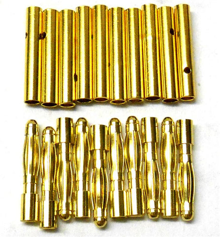 C0201x10 RC Connector 2mm Gold Plated Male and Female Bullet Banana x 10 Set