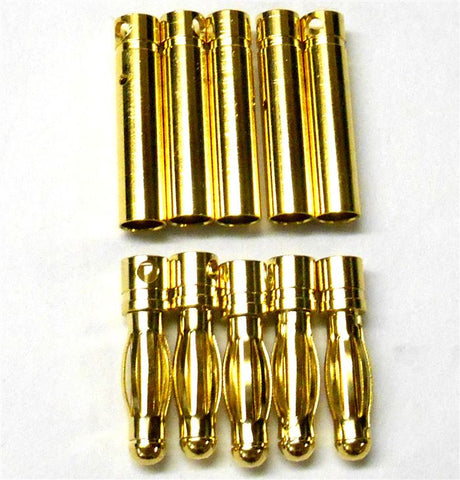 C0402x5 RC Connector 4mm 4.0mm Gold Plated Male and Female Bullet Banana x 5 Set