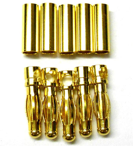 C0406x5 RC Connector 4mm 4.0mm Gold Plated Male and Female Bullet Banana x 5 Set